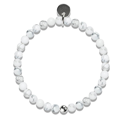 Howlith | 925er Sterlingsilber | Armband mit heilenden Edelsteinperlen